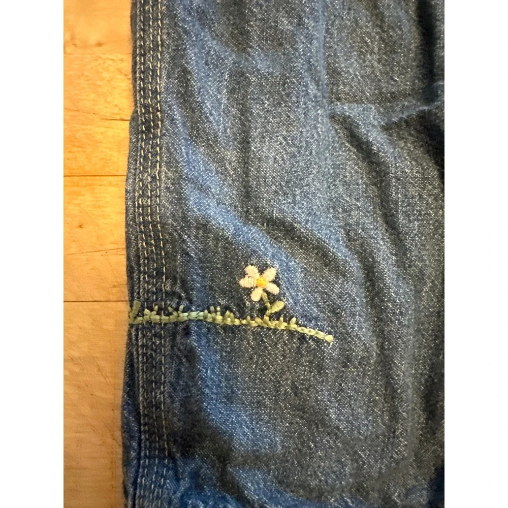 Vintage OshKosh Bgosh Embroidered Floral Denim Overalls Baby Girl‎ 18 Months